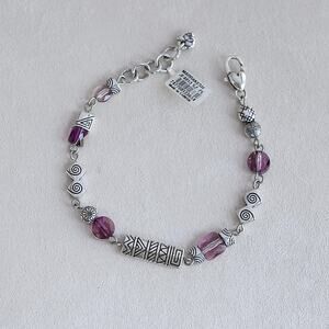 Brighton Marrakesh Bazaar Bracelet Purple Crystal Retired 7-8" Silver NWT RARE